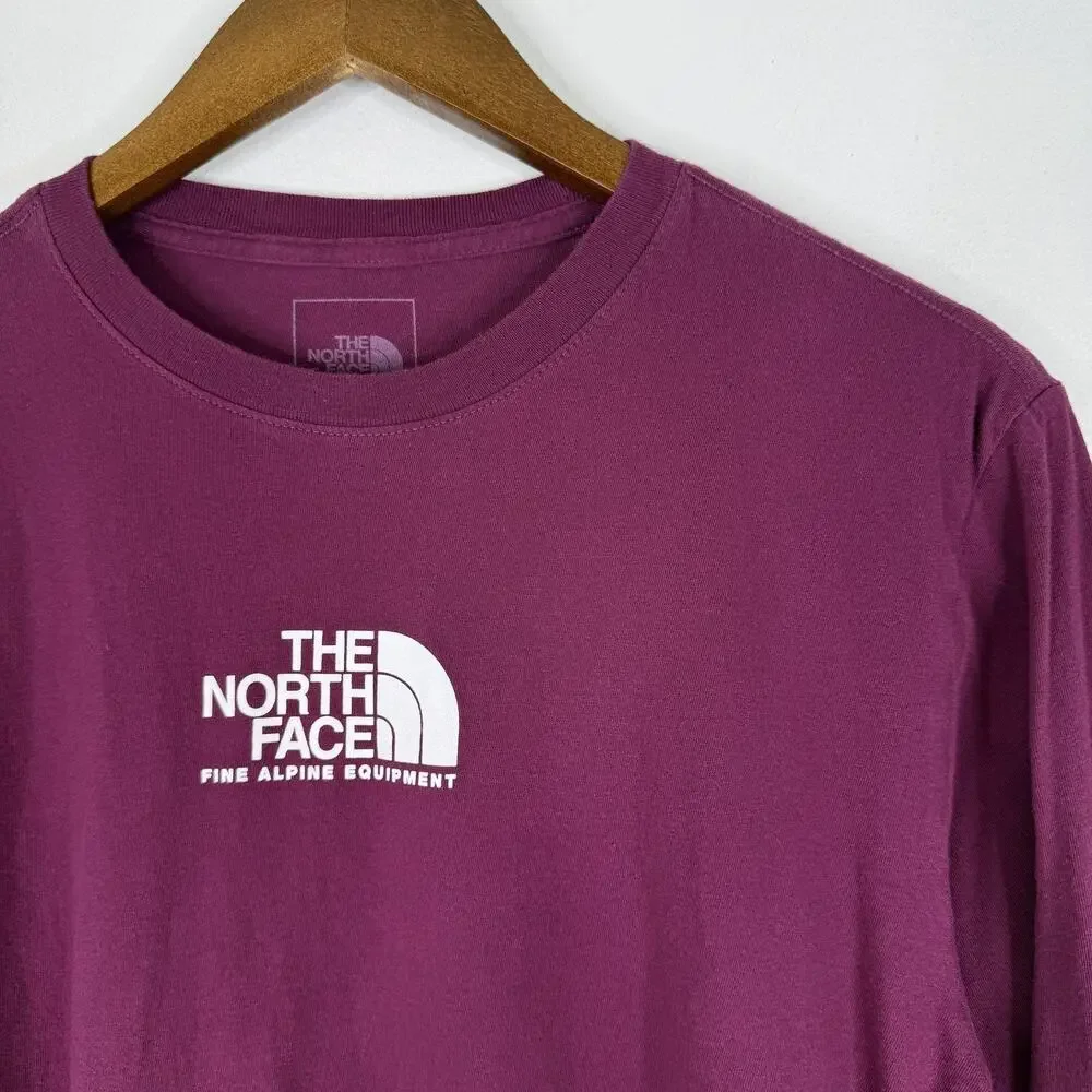 North Face Shirt Mens Small Purple Long Sleeve Logo Graphic Outdoor Tee